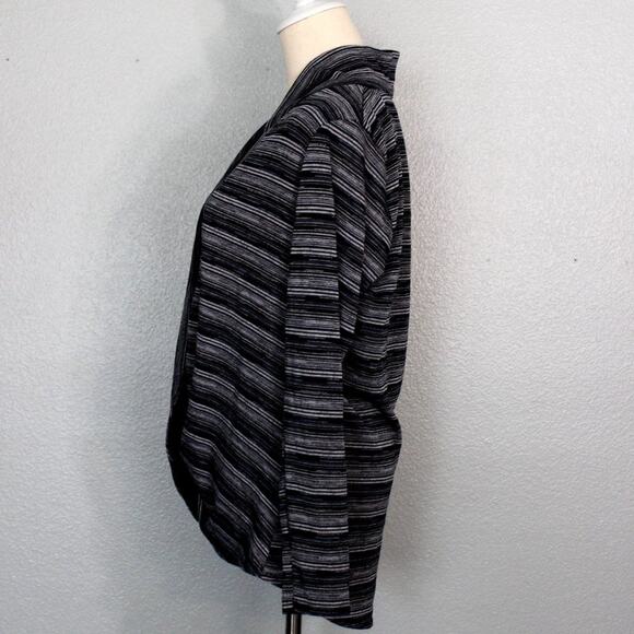 AB Studio Stripe Wrap Deep Scoop Long Sleeve Blouse Size M - Picture 4 of 7